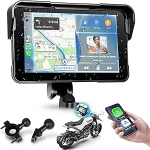 Rimoody traadita Carplay kaasaskantav autoradio Moto jaoks, 5-tolline puuteekraan, IP68 veekindel Android autoga, Bluetooth, rehvir&otilde;hu j&auml;lgimine, automaatne heleduse reguleerimine, TF 12 V