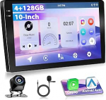 2 DIN 4G + 128G autoraadio 10-tolline 1280P stereoraadio Android 15 s&uuml;steemiga, A-pple Carplay Android auto GPS Bluetooth 5.0 WiFi FM/RDS 2USB sisaldab AHD tagantvaate kaamerat, mikrofoni