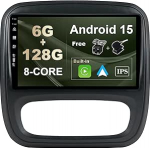 SXAUTO -6G+128G Android 15 IPS autoraadio Renault Trafic 3 / Opel Vivaro B (2014-2021) - Sisseehitatud Carplay/Android Car - Kaamera + MIC - DAB roolijuhtimiss&uuml;steem Fast Boot 360-CAM WiFi - 2 DIN 9