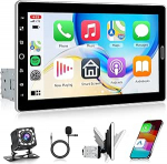 1-DIN autoraadio traadita CarPlay Android auto, 10,1-tolline IPS puuteekraaniga p&ouml;&ouml;ratav autopleier Bluetoothiga, AM / FM / RDS raadio, roolijuhtimine, EQ, peeglilink, USB