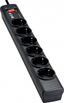 Power Strip / Surge Protector - Eaton Protection Strip 6 Tel@ FR - PS6TF - 6 prantsuse pistikupesa + 1 telefonipesa - must