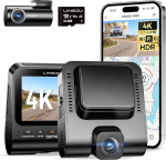 LINGDU V620 Dash Cam auto eesmine tagumine 4K + 1080P, 2,4-tolline IPS WiFi Dash Cam autokaamera koos 64GB SD-kaardiga, kahekordne autokaamera h&auml;&auml;lv&auml;ljundiga, parkimise j&auml;lgimine, Super Night Vision, WDR, GPS, 170&deg; laiusala
