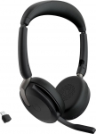 Jabra Evolve2 65 Flex - Stereo Bluetooth-kuuldeaparaat juhtmeta laadimisalusega, m&uuml;rasummutusega Jabra ClearVoice tehnoloogia ja h&uuml;briid ANC - sertifitseeritud MS Teams'i jaoks - must
