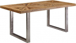 FineBuy Mango Dining Table Solid Wood Kitchen Table Loft Natural Wooden Table with Metal Frame Industrial Table