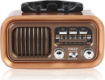 Kaasaskantav Vintage raadio, Retro Bluetooth-k&otilde;lar, p&auml;ikesepatarei, v&auml;ike Vintage AM FM l&uuml;hilaine raadio v&auml;litingimustes kasutamiseks (kuldne)