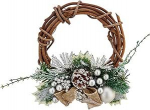 Krist+ Weihnachtskranz, 20,3 cm, 22 x 8 x 22 cm, silberfarben, Holz, Gr&uuml;n, Kunststoff