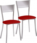 ASTIMESA 2 x Metal Chairs with Ladder Backrest and Padded Seat Aluminium Frame Red Faux Leather Seat