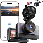 4K + 1080P Dash Cam auto eesmine tagumine WiFi Dash Cam 64GB SD kaardiga, 3-tolline IPS, &ouml;&ouml;n&auml;gemine, G-sensor, Loop salvestamine, 170 &deg; + 140 &deg; lai nurk, Dash Cam Car Support 24/7 parkimise j&auml;lgimine, App