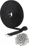 Velcro rihm 70 metallist pandlaga 2,5 cm x 14 m korduvkasutatavad kaabli rihmad, reguleeritav nailon kinnitus kaabli rihmad juhtmete haldamiseks, juhtmete korraldaja, 2,5 cm lai, must
