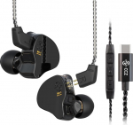 CCZ Melody k&otilde;rvaklapid Yinyoo Hybrid 1ba 1DD HiFi k&otilde;rvamonitorid, s&uuml;gavad bassid, kerged k&otilde;rvaklapid IEM koos 4N kaabliga muusikule / trummarile / bassistile / kitarristile (must, ilma mikrofonita Type-C)