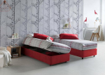 Talamo Italia - Diana Single Bed with Fabric Covering, 100% Made in Italy, Side Opening, Includes Mattress 80 x 190 cm, Red