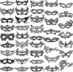 SIQUK 42 venetsia maskide pakett, pitsist silmamask, must pitsimask, venetsia mask peole, &otilde;htule, ballile, balletile, ballettidele.