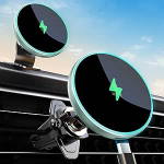 MOKPR jaoks Magsafe Car Mount koos laadimisfunktsiooniga, 15 W koos MagSafe Car Mount laadija mobiiltelefoni hoidja auto laadimisfunktsiooniga ventilatsioon / armatuurlaud iPhone 16/15/14/13/12 (roheline)