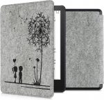 kwmobile H&uuml;lle kompatibel mit Amazon Kindle Paperwhite 11. Generation 2021 - Filz Stoff eReader Schutzh&uuml;lle Cover Case - Pusteblume Love Schwarz Hellgrau