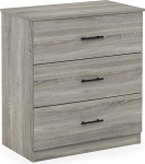 Furinno Tidur Simple Design Chest of Drawers with 3 Drawers and Handle, French Oak Grey