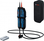 Bosch Professional Voltage Tester GVT 1000-15 (pingetest kuni 1000 V AC/DC, LED tagasiside, helisignaal, vibratsiooni alarm, IP65, sisseehitatud taskulamp, 125 cm kaabel, 2 x 1,5 V LR03 (AA), kott)