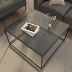 Glass Coffee Tables for Living Room Square Modern Center Table for Small Space Tempered Glass Table Top with Sturdy Metal Frame Sofa Side Table Easy Assembly 26.4 x 26.4 x 26.4
