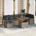 Rantry 8-teilige Garten-Sofaset mit Kissen Grau Poly-Rattan, 2-Sitzer Garten-Sofa mit Kissen Grau Poly-Rattan Gartenlounge Model3359947