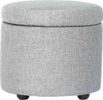 YXZN Stool with Storage Space, Footstool Storage Box, Removable Lid, Padded Seat Made of Linen, Solid Wood