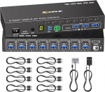 8 port KVM Switch Displayport 4K @ 60Hz EDID simulatsioon, USB 3.0 DP KVM Switch 8 PC jagab 1 monitori ja 4 USB seadet, koos audio RS232 kaabli kaugjuhtimiss&uuml;steemiga 12 V ja 8 USB kaablitega