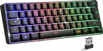 Elite K50 m&auml;nguklaviatuur vaikne traadita RGB taustavalgustusega 60% TKL m&auml;nguklaviatuur, Azerty laetav Bluetooth/2.4G/Type-C, 62 klahvi Anti-Ghosting PC/Windows/Macile