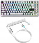 ATTACK SHARK X82PRO HE 75% traadita kiiret trigger-magnetklaviatuur, 8000Hz juhtmega m&auml;nguklaviatuur, Hall Effect l&uuml;liti reguleeritava triggerpunktiga, QWERTY, C01 RGB spiraalkaabel - koomiline