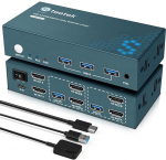 HDMI KVM l&uuml;liti 2 PC 2 monitori, 4K @ 60Hz KVM l&uuml;liti valge arvuti jaoks, mis jagab klaviatuuri, hiirt ja kahte monitori, 2 PC 2 monitori l&uuml;liti koos 2 USB-kaabli ja lauaarvuti kontrolleriga, EDID