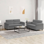 LAPOOH 3202316 2-Piece Sofa Set with Cushions Dark Grey Microfibre Fabric, Lounge Sofa, Sofas & Couches, Relax Sofa, Couch for Living Room, Couch with - 3202316