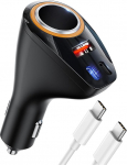 4 in 1 autolaadija 170 W sigaretis&uuml;&uuml;taja USB Splitter 12 V/24 V autolaadija adapter [Dual PD30W + QC30W] kiirlaadimise mini USB adapteri pistikupesa iPhone 17/iPad/Dashcam/GPS/Seat Heating jaoks