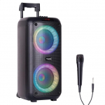 Ibiza - VENUS600-2x8/20 cm, 600 W akutoitega kaasaskantav k&otilde;lar eesmise valgusefektiga ja juhtmega mikrofoniga - Bluetooth, USB, microSD, AUX ja MIC - must
