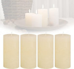Candelo Komplekt 4 Ambiente Rustic Pillar k&uuml;&uuml;nlaid - kreemikas - Suur rustikaalne k&uuml;&uuml;nal 12 cm - Pikk p&otilde;lemisaeg ca 54 tundi J&otilde;uluk&uuml;&uuml;nlad advendik&uuml;&uuml;nlad Advendip&auml;rja
