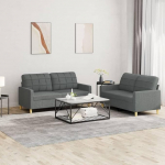 Juroupi 3201275 2-Piece Sofa Set with Cushion Sofa Living Room Sofa Set Sofas for Living Room Dark Grey Fabric