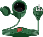Schuko pikenduskaabel koos l&uuml;litiga, 16 A, 250 V, Schuko kaabel koos l&uuml;litiga, 2 AC pistikupesa jaoks, IP44 v&auml;lis- v&otilde;i siseruumidesse, koju, kontorisse (roheline, 1,5 m)