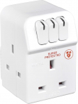 Masterplug MSWG3 &uuml;lepingekaitseadapter 3 pistikupesa ja &uuml;he l&uuml;litiga