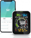 Brandson - CO2 Meter WiFi - CO2 Detector WLAN Air Quality Meter - Carbon Dioxide Sensor Measurement PPM - Tuya Smart Home - Indoor Air Ventilation Recommended Alarm - Temperature - Humidity