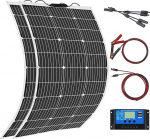 200 W 12 V p&auml;ikesepaneeli paindlik komplekt 2 x 100 W 18 V paindlik monokristalliline fotogalvaaniline p&auml;ikesemoodul koos 20 A laadimiskontrolleriga matkaauto, auto, paadi, haagissuvila, 12/24 V akude jaoks.