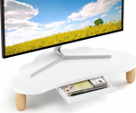 AFOOYO Monitor Stand Cloud Shape Stabiilne puidust 16,5-tolline arvutimonitori t&otilde;usja Wirh sahtli mitmeotstarbeline lauaorganisaator arvuti s&uuml;learvuti printeri teleri jaoks valge