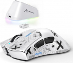 ATTACK SHARK V3PRO traadita m&auml;nguhiir magnetilise laadimisdokiga, PixArt PAW3311 sensor, kuni 25000 DPI, BT/2.4Ghz/kaabel, 100M kl&otilde;psu, 500mAh, 65g &uuml;likerge PC/Xbox/PS/Mac - valge ja riba