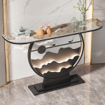 Moodne konsoollaud metallist alusega, kitsas k&uuml;ljelaud, konsoolne diivanilaud esikusse, esikusse, esikusse, elutuppa (Noro, 140 cm / 55 tolli)