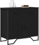 vidaXL kaasaegne buffet Must tamme viimistlus Matt viimistlus puitlaastplaat hingedega ustega 79,5 x 35,5 x 74,5 cm Lihtne kokkupanek kruvikeeraja abil Raske terasest k&auml;epidemed Ainult siseruumides kasutamiseks