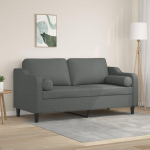 2-kohaline diivan dekoratiivsete pehmendustega diivan Diivan Lounge diivan Polsterdatud diivan Relax diivan K&uuml;lalisdiivan Kahekohaline diivan Diivan Loveseat Diivanid elutuppa magamistuppa k&uuml;lalistetuppa Tumehall 140 cm Kangas
