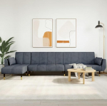 ZEYUAN Diivanvoodi L-kujuline tumehall 275 x 140 x 70 cm Velvet, Diivanvoodi, Diivanvoodi koos diivanvoodiga, Diivanid ja diivanid, Relax diivan - 3157207