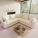 Nurgadiivan L-kujuline 5-kohaline diivanikomplekt 5 padjaga Modulaarsed diivanid elamumaailma n&ouml;&ouml;riga 150 kg kandev&otilde;ime Polsterdatud nurgadiivan Beige elutoa korterisse