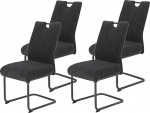 Hela Tische, 4 Merkur s&ouml;&ouml;gitoa tooli komplekt, lai koordi kate, antratsiitne Comfort iste, vedrukorv, XL istme laius, 140 kg kandev&otilde;ime, Swinger metallraam