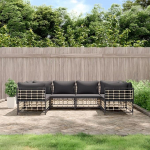 6-TLG. Garten-Lounge-Set mit Kissen Anthrazit Poly Rattan - Gartenm&ouml;bel Set als Lounge Set f&uuml;r Terrasse und Au&szlig;enbereich