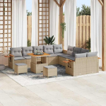 Modulares Gartensofa-Set 17 St&uuml;ck in Schwarz aus Poly-Rattan mit Kissen - 17-teiliges Outdoor-Sofa-Set als Gartenm&ouml;bel
