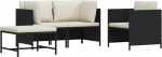 Modulares Ecksofa Poly Rattan Garten Lounge Set, Ecksofa mit abnehmbaren Kissen als modulares Gartensofa in Grau, 4-TLG.