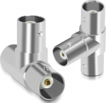 BNC-istmiku ja kahe BNC-naise vahel BNC 3-t&uuml;&uuml;pi T-t&uuml;&uuml;pi adapter, 2 tk.
