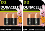 4 x Duracell D laetav 3000 mAh (2 blisterpakendit 2 patareiga) 4 patareid