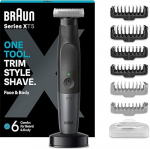 Braun Series XT5 n&auml;o- ja keharaseerija, elektriline raseerija, habeme trimmer ja kehahooldaja, +8 tarvikut, terav 4D Flex tera, laadimisjaam, vastupidav, 6 kuud, 45 minutit t&ouml;&ouml;aega, XT5300, hall